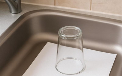 Therefore, it is wise to always leave a spilled glass and a piece of paper in the sink before you go on vacation.